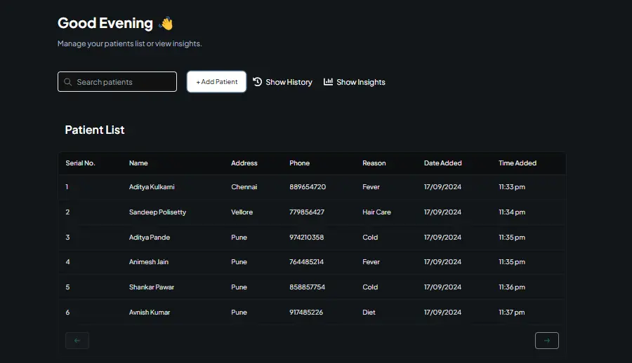 Patient Management Dashboard